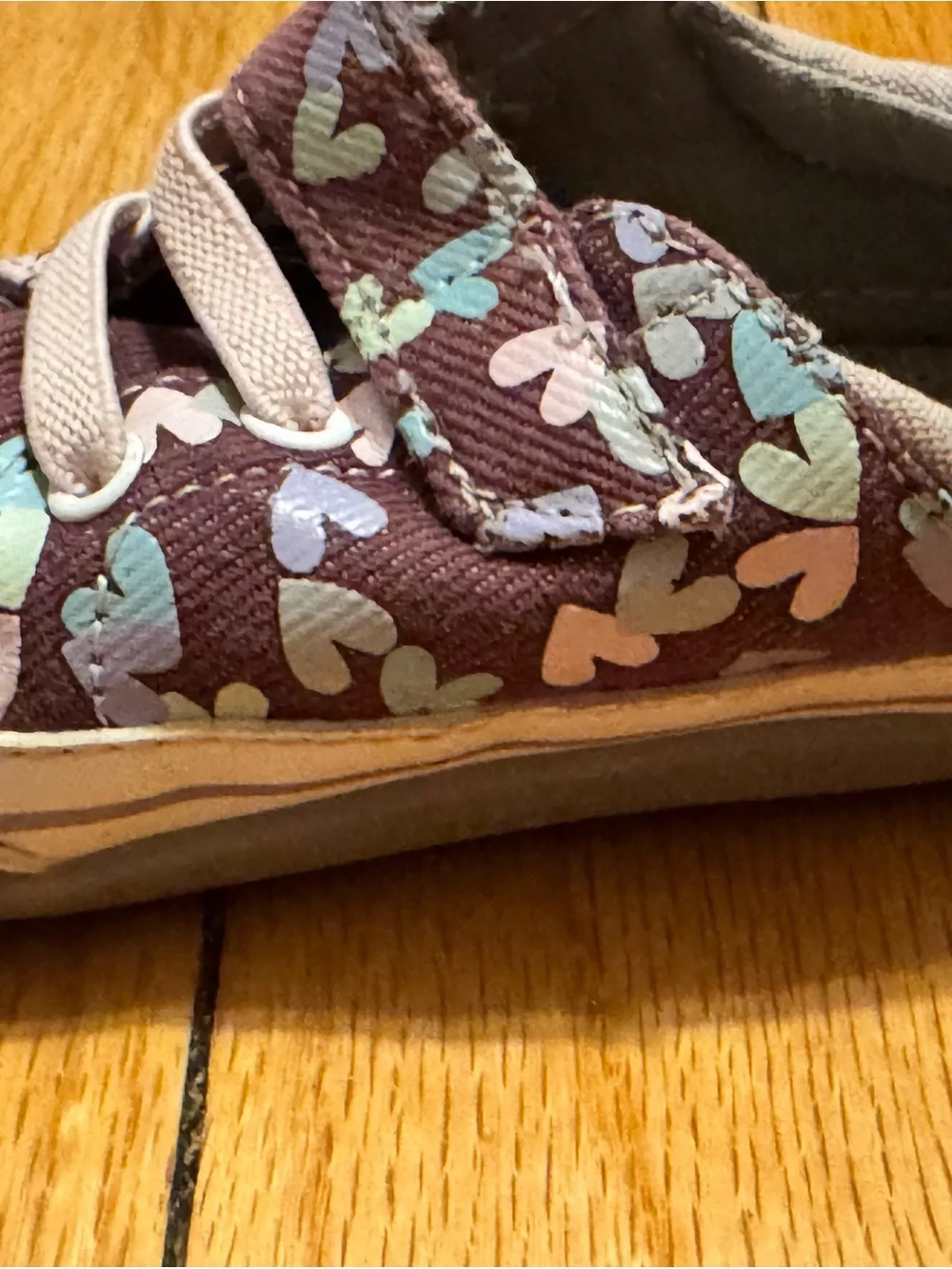 See Kai Run Stevie Mini Plum Purple Hearts-Print Toddler Sneakers Size 5